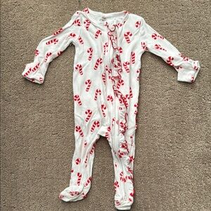 Caden Lane Candy Cane Ruffle Onesie. 3-6 month.
